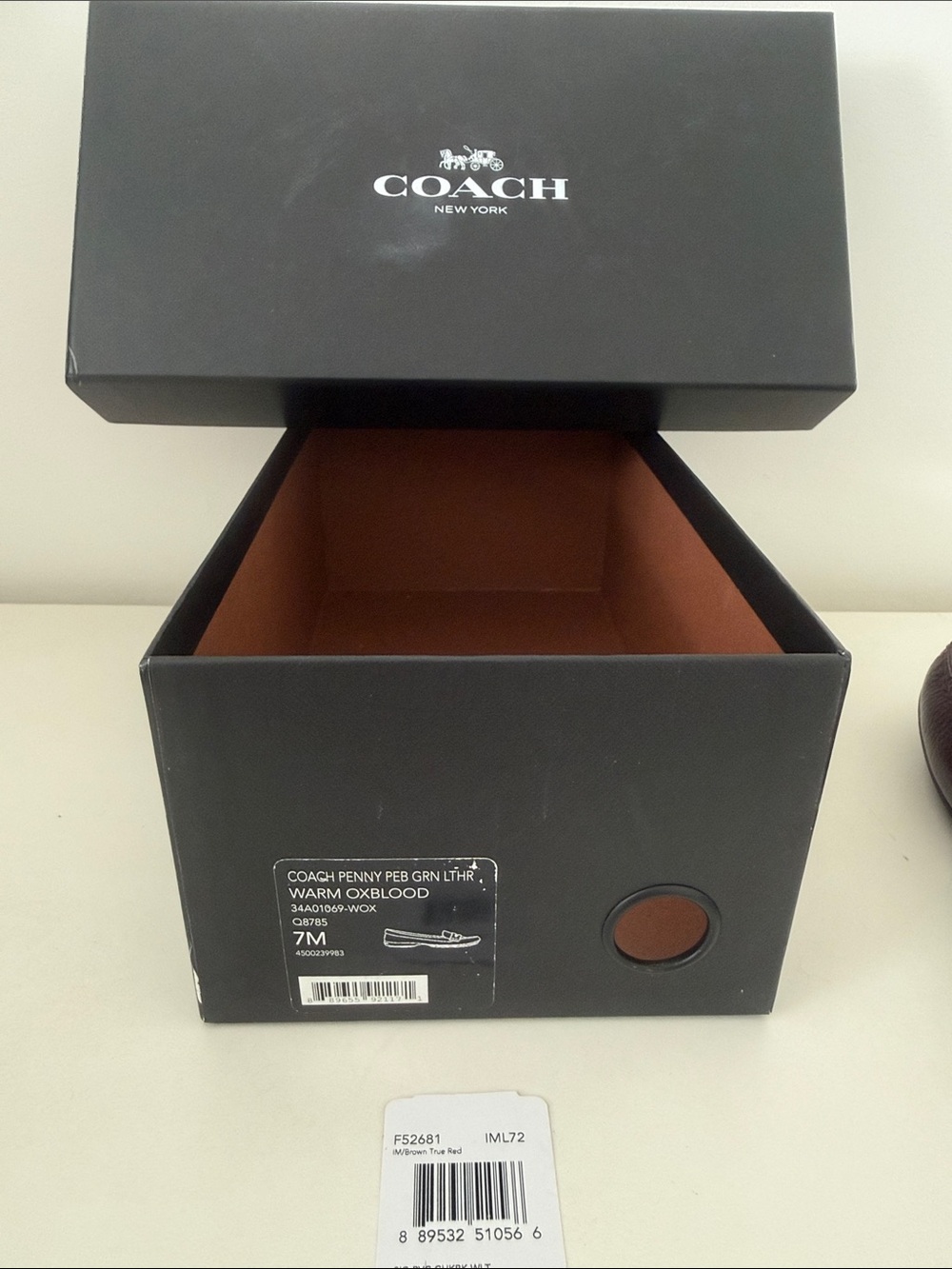 Coach Black Shoe Box with Brown Interior
